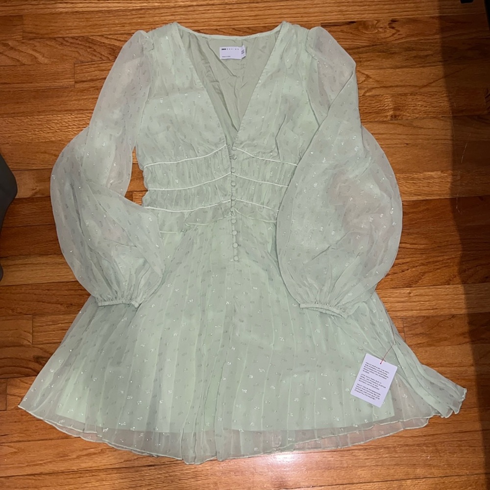 ASOS Green Sheer Sleeve Dress